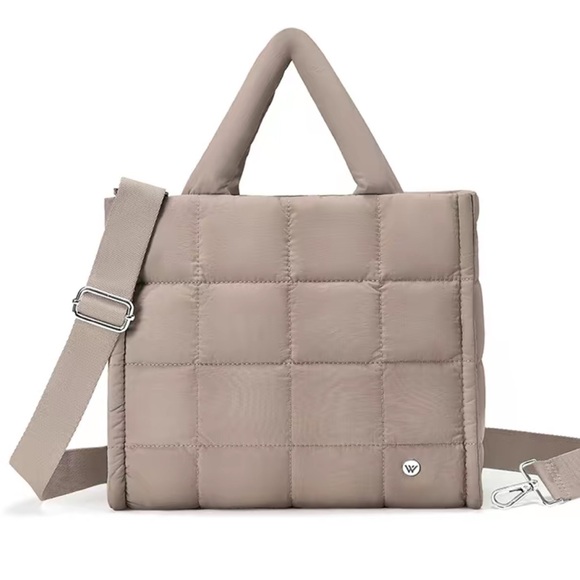 Handbags - NWT WESTBRONCO BROWN TAN bubble Puffer Tote bag purse Quilted Crossbody